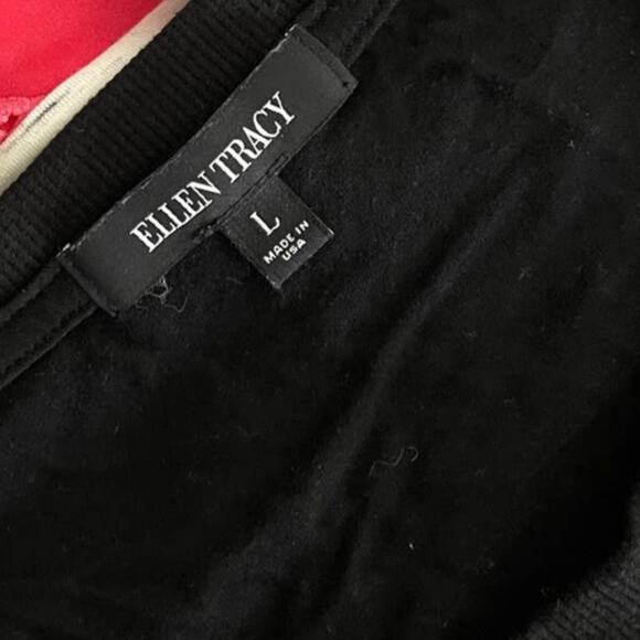 Ellen Tracy Large Top Black Short Sleeve Round Neck Rayon Polyester Blend - Picture 4 of 10